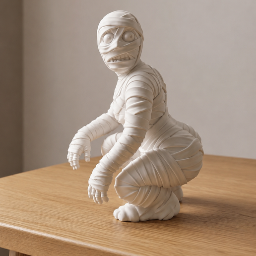 1223.png Funny Mummy Monster STL | Creepy Wrapped Creature | Halloween Shelf Figure | Spooky Decor STL