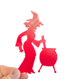 XZAB7245-1.png Witch with Cauldron Silhouette, Witch Stirring Cauldron, 2D Wall Art, Window Art, Projector, Stencil, Art