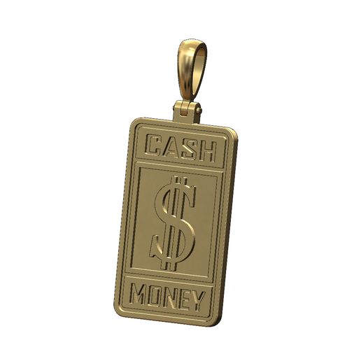 Cash money rectangular pendant with bail 3D print model 3D model
