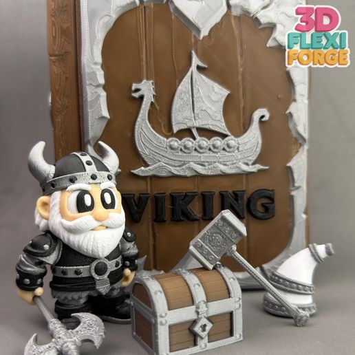 Cute Flexi Viking and Book Set Print-in-place & Keychain Boy