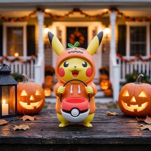 🎃 Pikachu Pumpkin Candy Bucket – Halloween Multicolor Multipart Figure | No AMS ⚡ | NO AI