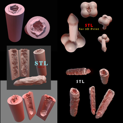 651.png 3D file set VAGINA MASSAGER FOR PENIS MALE MASTURBATOR VIRGIN・3D printable model to download