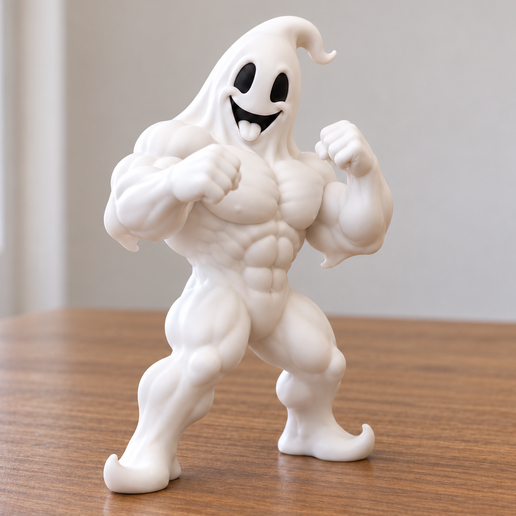 Muscular Halloween Ghost Fighter STL – Funny Strong Ghost 3D Print Sculpture