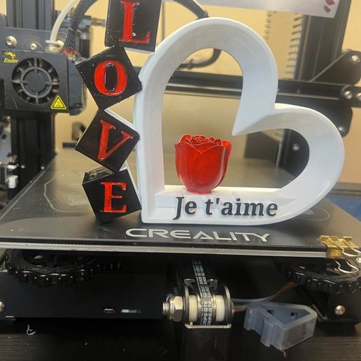 Cœur Love avec rose 3D model