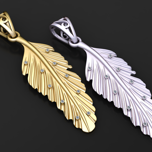 Diamond Feather Pendant