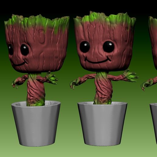 babygrootcolor.jpg Baby Groot Vase Vase modèle d'impression 3D