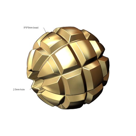 Faceted round bead and ball 3D print model3D print model 3D model