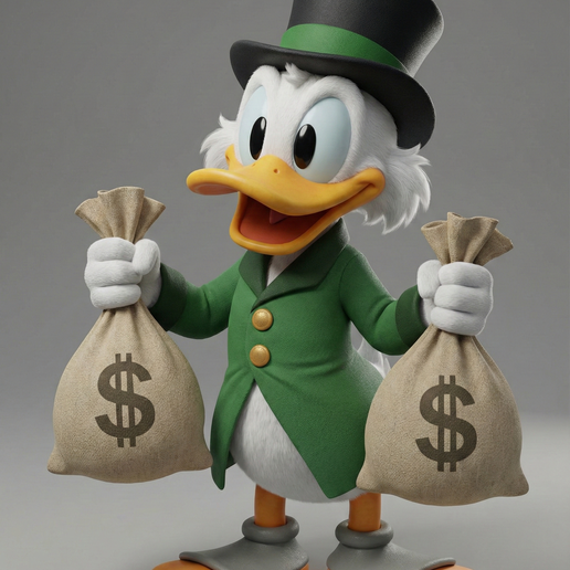 Scrooge McDuck STL – Classic Cartoon Millionaire Duck Statue – 3D Printable Model for Resin & FDM