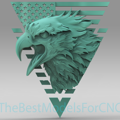 Eagle-on-Flag-Triangle.png 3D Model STL File for CNC Router Laser & 3D Printer Eagle on Flag Triangle