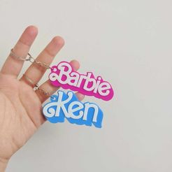 Barbie-and-Ken-Keychain.jpeg STL file Barbie and Ken Keychain (2023 Movie)・3D printing design to download