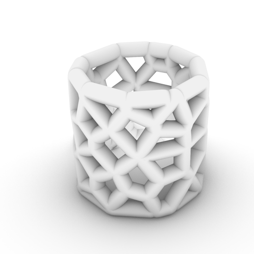 "NodeWave" - Parametric Lattice Tubular Cylinder VASE , CONTAINER , BASE , TUBE , PIPE , VASE 12x12cm 3D model