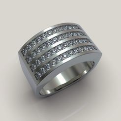 022-1.jpg Archivo STL Anillo de hombre con diamantes 01.・Diseño para descargar y imprimir en 3D