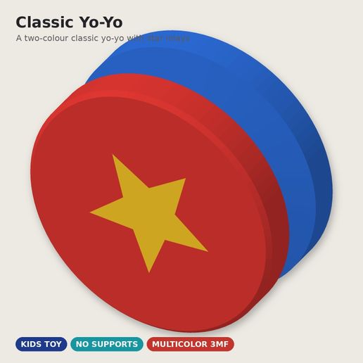 Classic Yo-Yo - Two Colour with Star Inlay - Just 1 Euro
