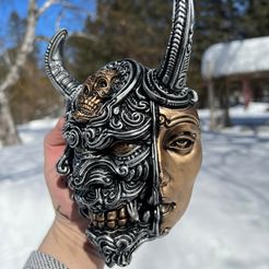 oni2face1.jpg OBJ file Oni 2 face・3D print object to download