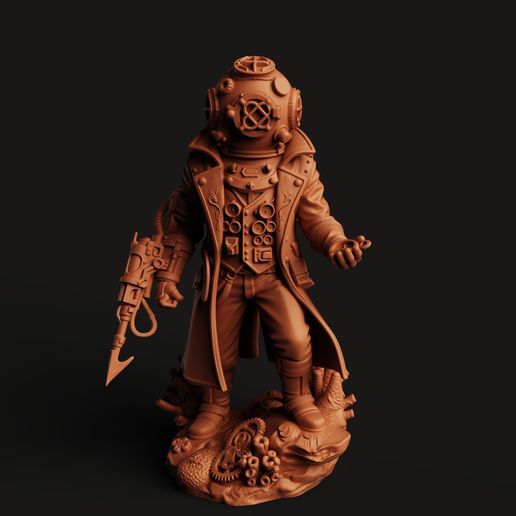 Steampunk Diver Figure STL | Deep Sea 3D Print | Nautical Sci-Fi
