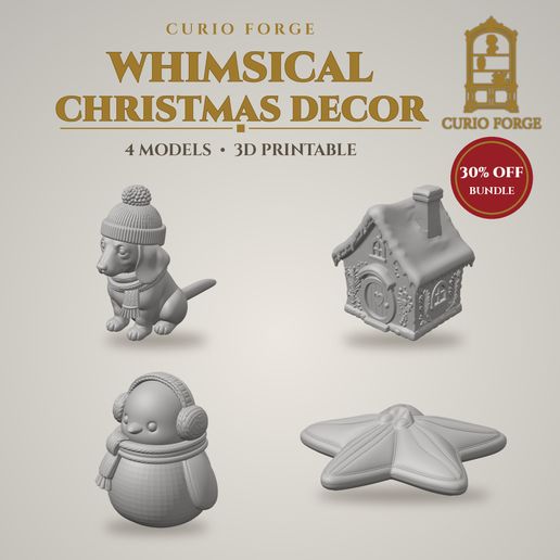 Curio Forge Whimsical Christmas Decor Pack (4 Models Bundle)