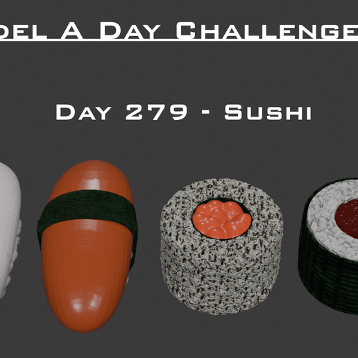 Model A Day Challenge - Day 279 - Sushi 3D model by ZacharyHansenArts