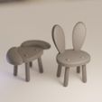 rubbit_gray.jpg Miniature Rabbit Stool Set (Upright & Floppy Ears) – Cute Interior Diorama STL