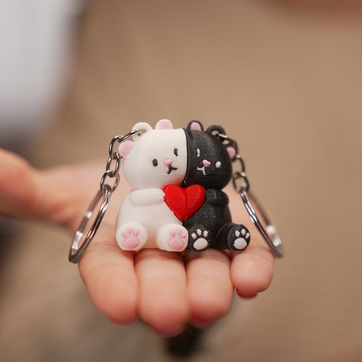 Teddy Bear Couple Keychain - Magnetic Love Connection 🐻 ️🐻・ 3D File for ...