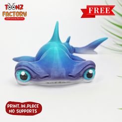 A.jpg Free STL file Flexi Print-In-Place Hammer head shark articulated・3D printing design to download