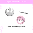 1.png STAR WARS Rebel Alliance Cutter for Polymer Clay | Digital STL File | Clay Tools | 6 Sizes Clay Cutters for Earrings