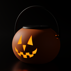 untitled.12png.png Fichier STL gratuit Seau à bonbons pour citrouille Jack O lantern d'Halloween・Design à télécharger et à imprimer en 3D