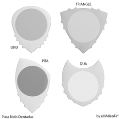 Puas Dentadas UNU Triangle Pita DUA.png UNU-DENT 3D Púa de Guitarra 2 Materiales PLA / TPU Púas Dentadas
