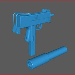 mac10__with_suppressor.jpg Mac 10 with suppressor for Action Figures 3D print model