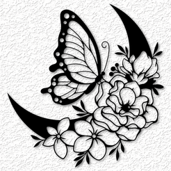 project_20230509_1218011-01.png Archivo STL mariposa flor luna arte de la pared floral decoración de la pared 2d arte・Plan de impresión en 3D para descargar