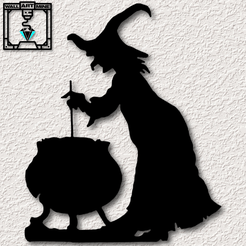 project_20230907_0858173-01.png STL file Witches Brew wall art witches cauldron wall decor pot 2d art・3D printable model to download