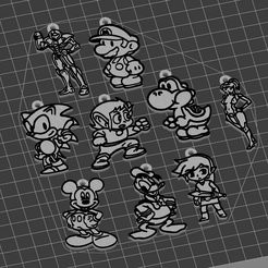 Llaveros-Versión-2.jpg Fichier STL Lot de 9 porte-clés Nintendo, Disney, Sega V.2・Design pour impression 3D à télécharger