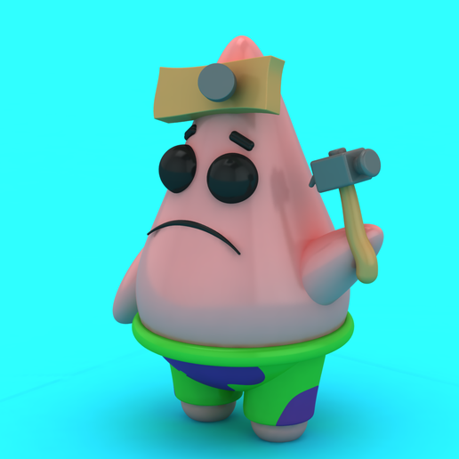 Cartoon Construction Worker Character Holding a Hammer