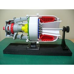 01-Final-Assy01.jpg STL file Turboshaft Engine, with Radial Compressor and Turbine - Cutaway・3D printing model to download