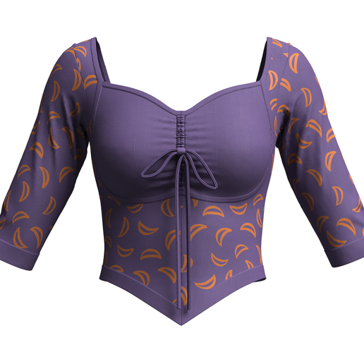 Girls Printed Crop Top V5 | Marvelous / Clo3d / obj / fbx