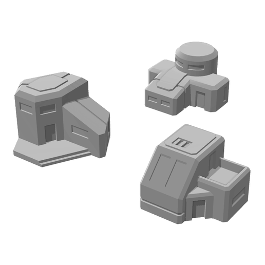 R-05_Houses.png 0MEGA TECH Residential Bundle (Battletech compatible wargame terrain)