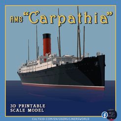 carpathia.jpg STL file RMS Carpathia full hull and waterline printable model・Model to download and 3D print