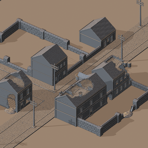 Operation-Carentan-Scene-5.png WWII Tabletop Terrain Set 28mm scale (3D Printable Files) - Based on real buildings from Carentan, France