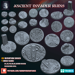 ADMIRAL fe WEN eING INNO a ct ae APOCALYPS} (f 3 PB ECL B:) 11 k CB 84 . rawr Re TT ty rb era yee e ee SR ah] STL file Ancient Invader Ruins Base Set (25-Pre-supported STL's)・3D printer model to download
