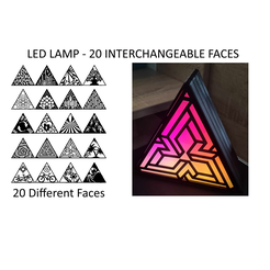 faces.png Free STL file LED LAMP - 20 INTERCHANGEABLE FACES・Object to download and to 3D print