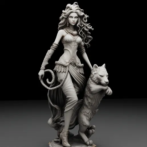 Valkyrie with a wolf