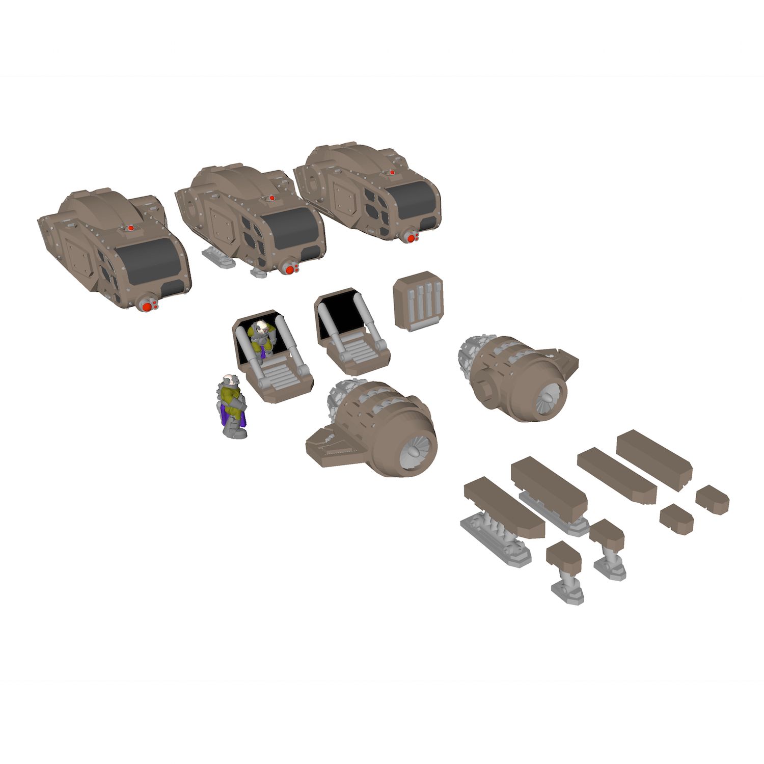 Beetle-complete-set.jpg STL file Beetle class civilian shuttle・3D print object to download, BitsBlitzDesigns