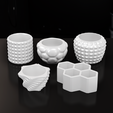 Set-of-5-models-3D-Printed-Geometric-Planter-With-Drainage-white.png Set of 5 models 3D Printed Geometric Planter With Drainage