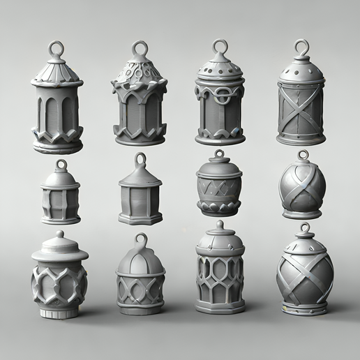 Fantasy Lanterns Set – 3D Printable Decorative Props 3D model