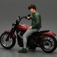 3DG-0006.jpg Young man sitting on his motorbike - Separated and non separated