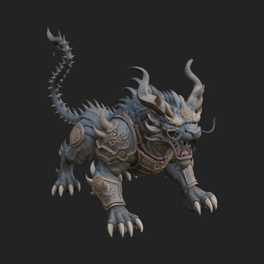 Armored Bull Beast Statue Design 4 - 3D Print Model
