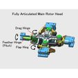 09-MRH-Head-Assy-Cut01.jpg STL file Main-Rotor-Head, for Helicopter, Fully Articulated Type・3D printer design to download