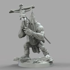 ogro-warhammer-stl-free-3d.jpg Free 3D file PENITENT OGRE WITH CROSS STL・3D printer design to download