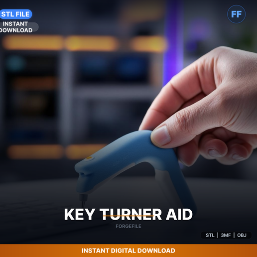 Ergonomic Key Turner Handle, Large Grip Surface, Fits - 3D Printable STL File
