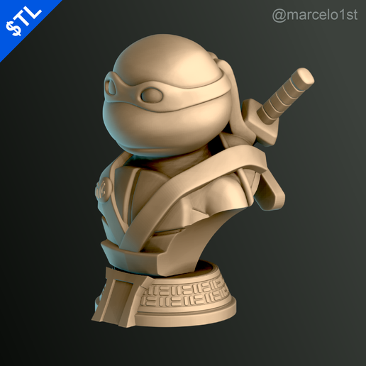BUSTOS-FREE_11.png Turtle Warrior with Swords - Bust and a Container Base