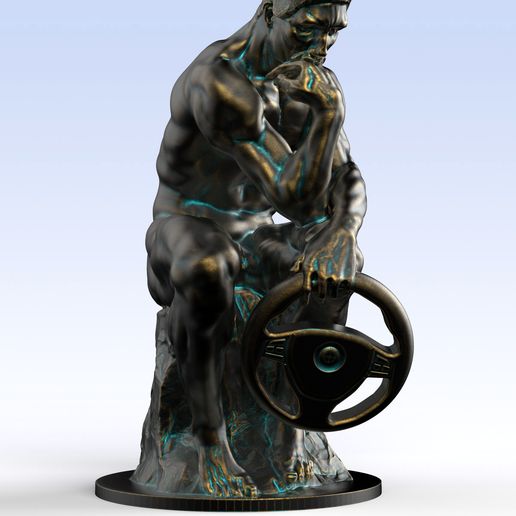 The Thinker with steering wheel 3D model